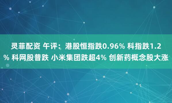 灵菲配资 午评：港股恒指跌0.96% 科指跌1.2% 科网股普跌 小米集团跌超4% 创新药概念股大涨